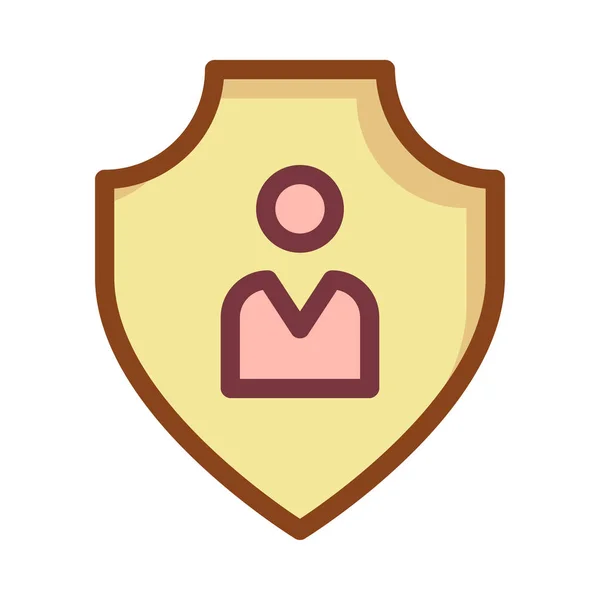 黄色保护盾与粉红色的人图标 — 图库矢量图片