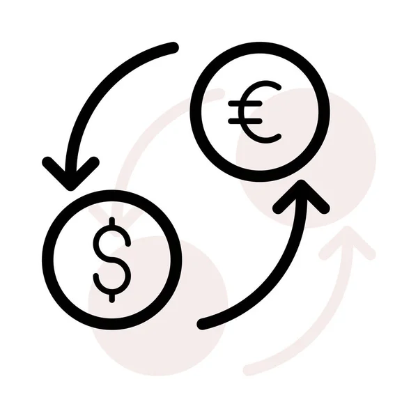 Concetto Cambiare Moneta Con Dollaro Monete Euro Sfondo Bianco Con — Vettoriale Stock