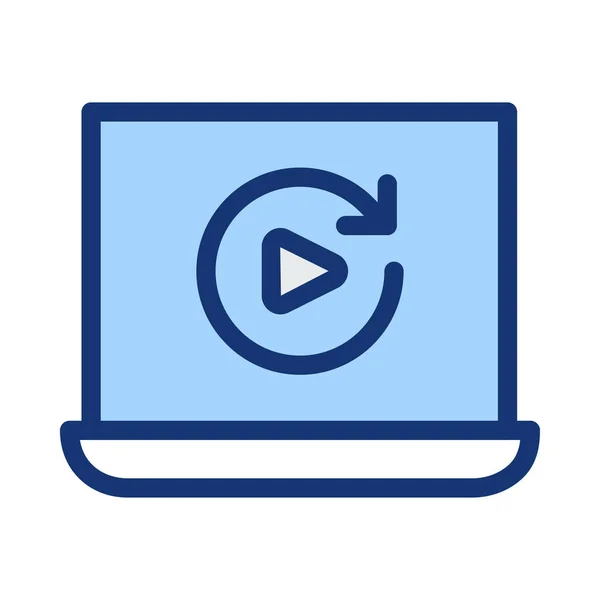 Blå Tablett Enhet Med Replay Video Tecken Skärmen — Stock vektor