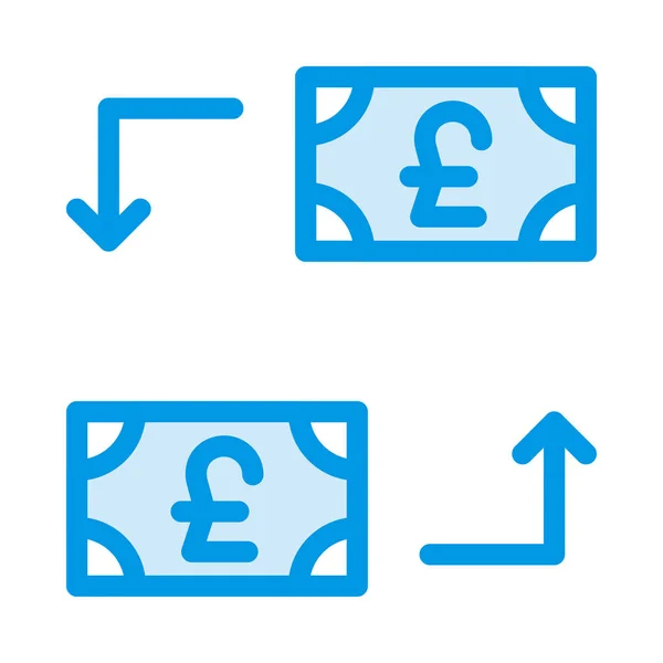 Conceito Mudança Dinheiro Com Notas Flechas Libra Azul — Vetor de Stock