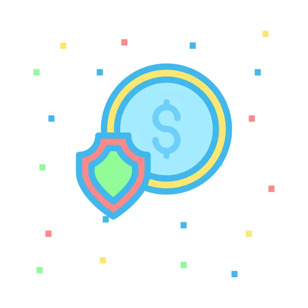 Groen Rood Schild Met Blauwe Geel Bescherming Dollar Munt Met — Stockvector