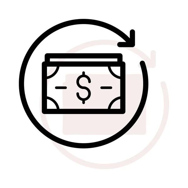 Dollar Banknotes Arrow Refresh Symbol White Background Beige Shadow — Stock Vector