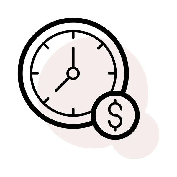 Uhr Mit Dollarsymbol Auf Weißem Hintergrund Mit Beigem Schatten — Stockvektor
