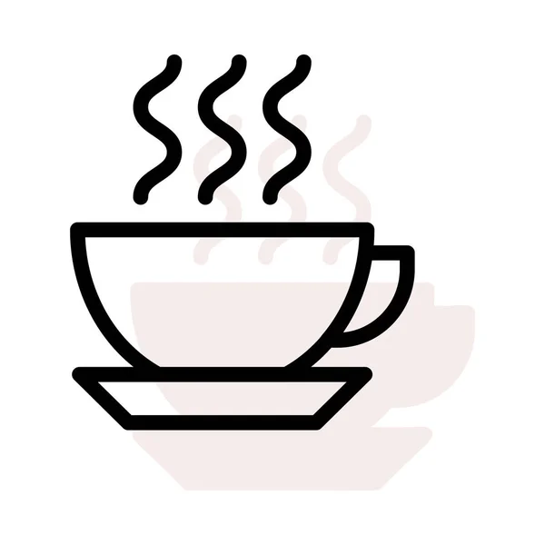 Чашка Горячего Кофе Белом Фоне Бежевой Тенью — стоковый вектор