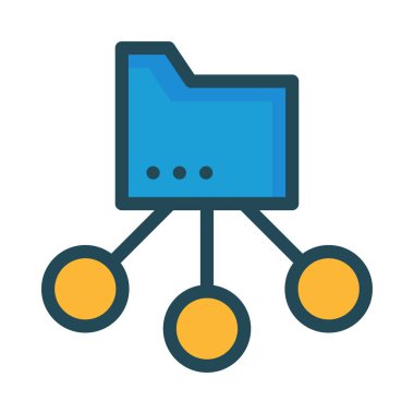 Beyaz arka plan üzerinde izole sarı bağlantıları ile mavi paylaşılan klasör