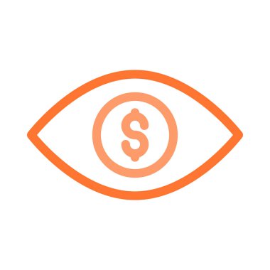 orenge insan gözü beyaz arka plan üzerinde izole dolar simgesiyle