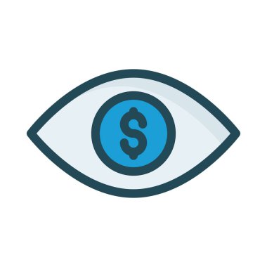 Beyaz arka plan üzerinde izole mavi Doları para ile insan gözü