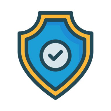 Mavi ve sarı gri ile kalkan koruma sembol onaylayın