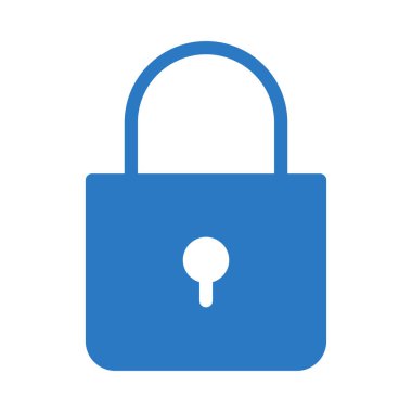 Beyaz arka plan üzerinde izole mavi kapalı kürek kilidi