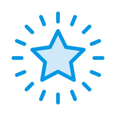 Beyaz arka plan üzerinde izole yıldızı parlayan mavi