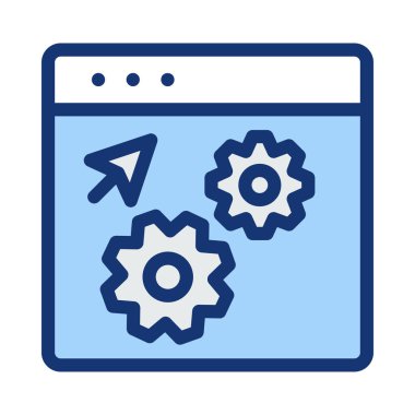 Mavi tablet cihaz ok ve dişli ile ekranda işaretleri