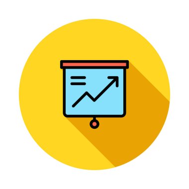 Ok beyaz arka plan üzerinde izole sarı daire içinde büyüyen ile mavi kağıt kaydırma