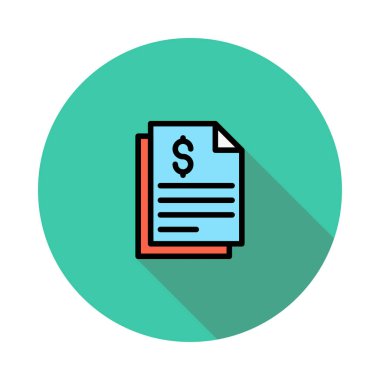 Yeşil daire beyaz arka plan üzerinde izole kırmızı ve mavi doları belgelerde