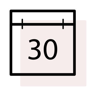 Beyaz arka plan bej gölge ile 30 yazı ile takvim