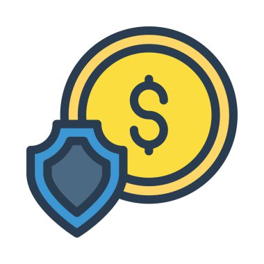 Koruma ile dolar para kalkan izole üzerinde beyaz arka plan