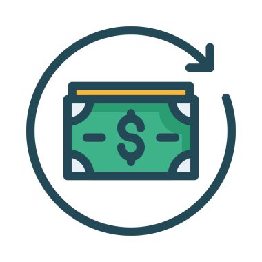 Yeşil ve sarı doları banknot daire oklu 