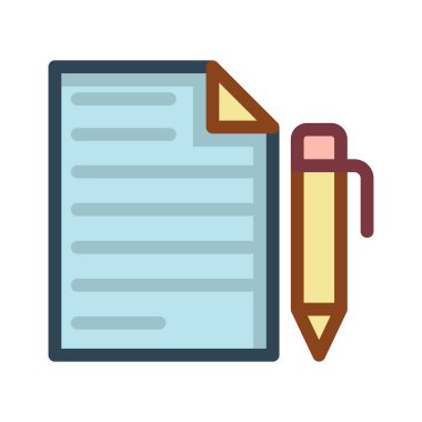 Beyaz arka plan üzerinde izole sarı kalem ile mavi belge