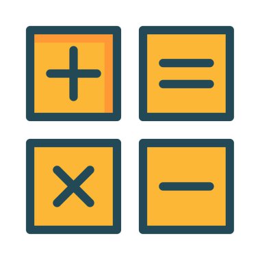 Beyaz arka plan üzerinde izole sarı hesap makinesi düğmelerinin