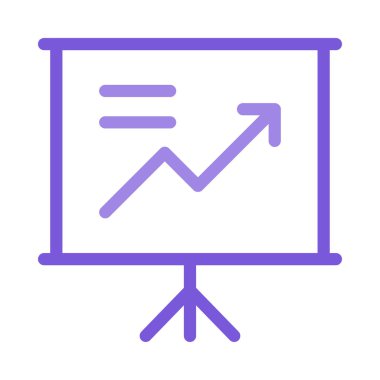 Beyaz arka plan üzerinde izole büyüyen ok simgesi olan tanıtım kurulu mor