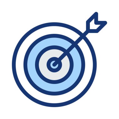 Beyaz arka plan üzerinde izole ok ile mavi ve beyaz hedef