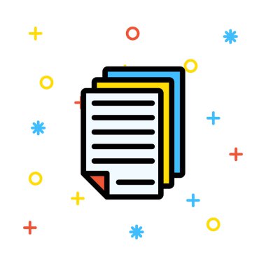 İş kağıtları renkli işaretleri ile beyaz arka plan üzerinde