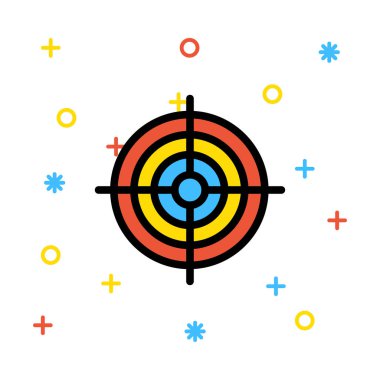 Rengarenk işaretiyle beyaz arka plan üzerinde renkli hedef