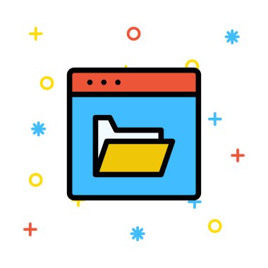 Tablet cihaz ile rengarenk işaretiyle beyaz arka plan üzerinde paylaşılan dosya