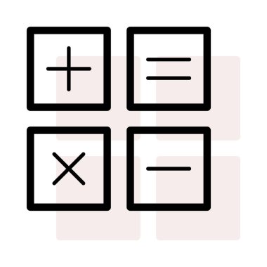 Hesap makinesi düğmelerinin bej gölge beyaz zemin üzerine