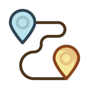 Beyaz arka plan üzerinde izole mavi ve sarı konumu harita işaretleri