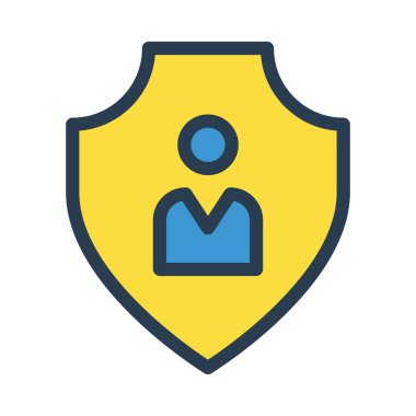 Sarı koruyucu kalkan kişi simgesi 