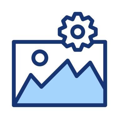 Mavi Dağlar ve güneş manzara ve izole üzerinde beyaz arka plan dişli