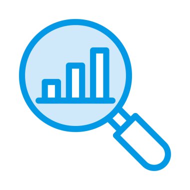 mavi büyüteç ile grafik beyaz arka plan üzerinde büyüyen