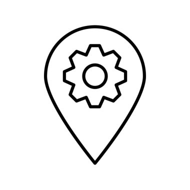 Konumu sembolü ile dişli üzerinde izole beyaz arka plan