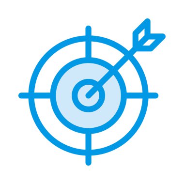 Beyaz arka plan üzerinde izole ok ile mavi ve beyaz hedef