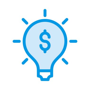 Beyaz arka plan üzerinde dolar işareti olan mavi lamba ampul