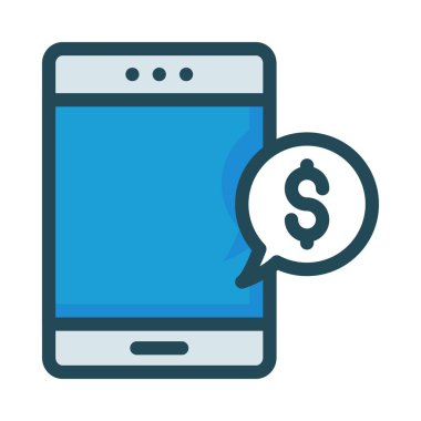 Beyaz arka plan üzerinde izole mavi ekranda doları iletisi ile Smartphone