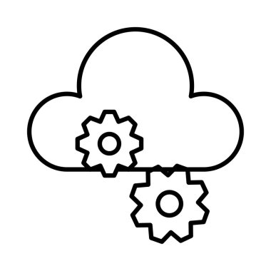 Beyaz arka plan üzerinde izole dişli simgesiyle bulut