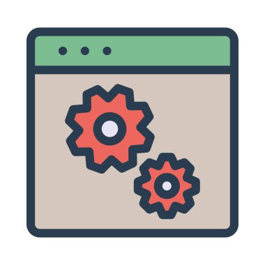 Tablet cihaz ile perde ve beyaz arka plan üzerinde izole dişliler