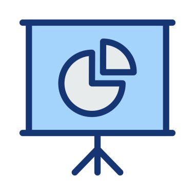 Mavi tanıtım kurulu ile gri pasta grafiği