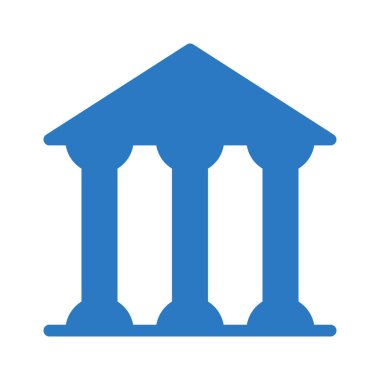 Beyaz arka plan üzerinde izole sütunlarla bina mavi