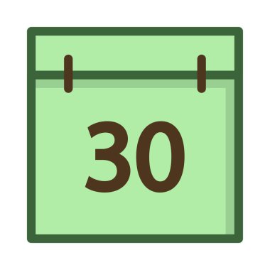 Beyaz arka plan üzerinde izole 30 yazı ile yeşil takvim