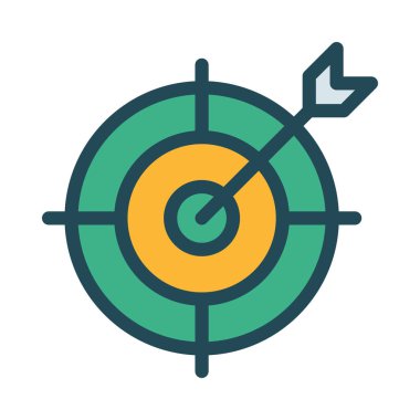 Beyaz arka plan üzerinde izole ok yeşil ve sarı hedefle