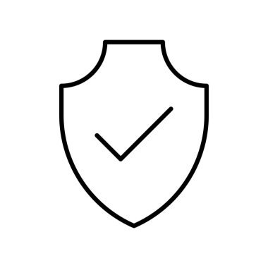 Beyaz arka plan üzerinde izole bitmiş sembolü ile anahat kalkan