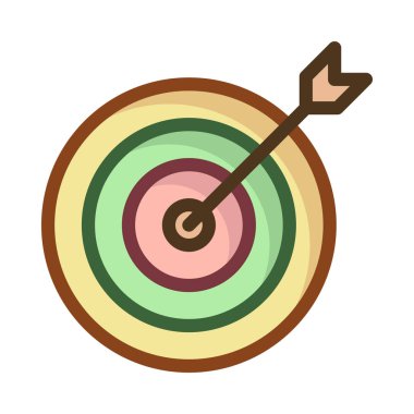 Oklu beyaz arka plan üzerinde izole sarı, yeşil ve pembe hedef