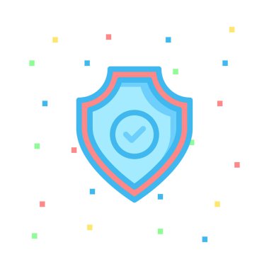 mavi renkli işaretleri beyaz zemin üzerine yapılan sembolü ile kalkan koruma