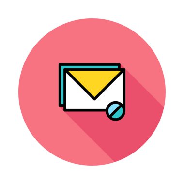 pembe daire beyaz arka plan üzerinde izole mavi yanlış simgesiyle renkli zarflar