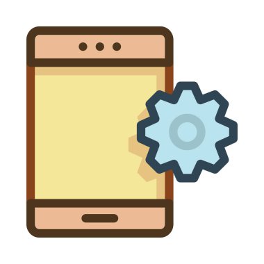 Renkli smartphone ile dişli üzerinde izole beyaz arka plan