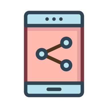 İşareti paylaşımı ile pembe ve mavi smartphone 