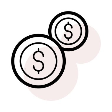 İki dolar sikkeleri üzerinde beyaz arka plan bej gölge ile