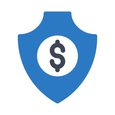 Dolar işareti olan kalkan koruma mavi